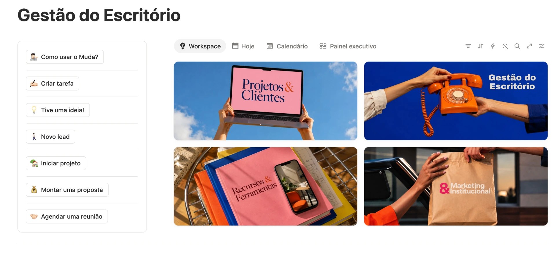 Tela do Muda — Visão geral do sistema