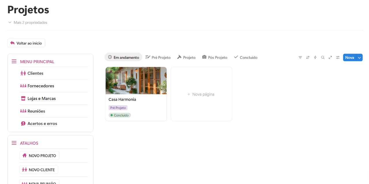 Área de gestão de projetos do Sistema MuDa